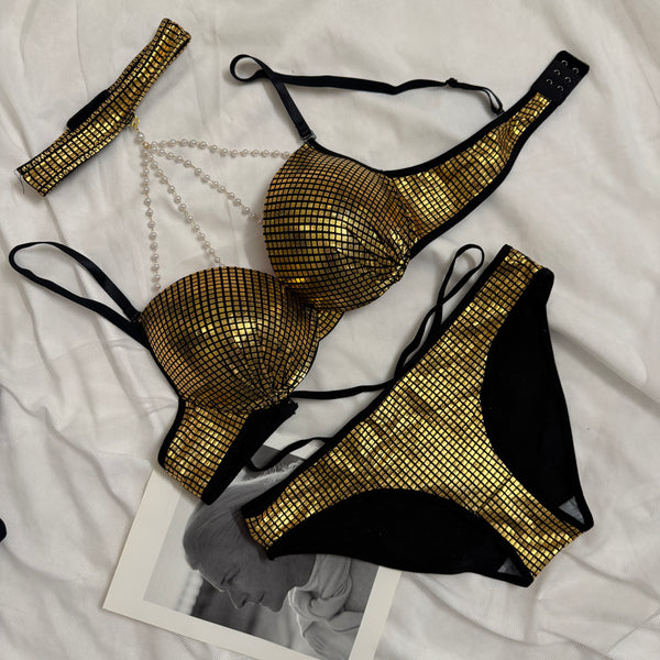 Disco beads bra set