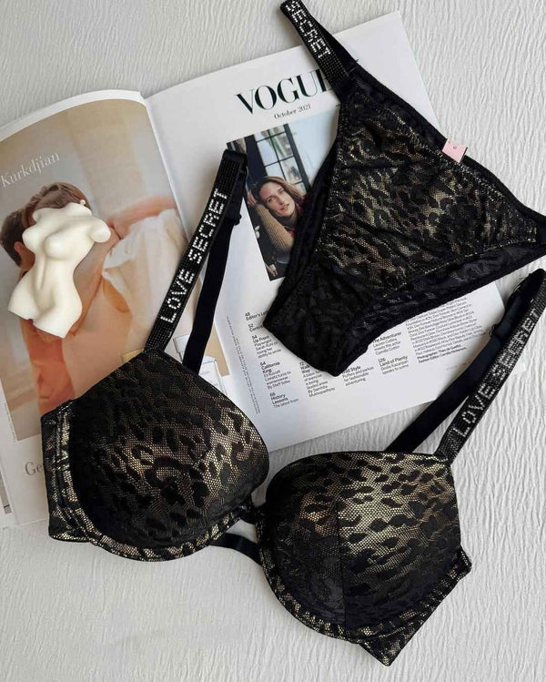 Grey snake print bra set
