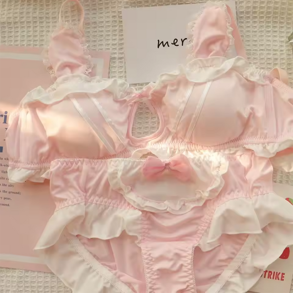 Ultra soft rabbit bra set