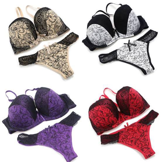 Elegant Smooth Glitter Touch Padded Bra Set.
